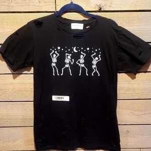 NWT Black T-Shirt with Dancing Skeletons